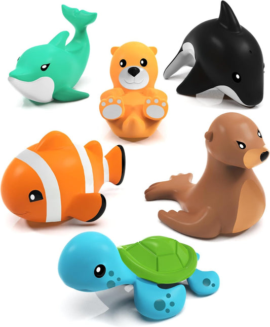 Tub Works® Marine™ Mold Free Bath Toys, 6 Pack | Sealed, No Hole Bath Toys Design Keeps Moisture