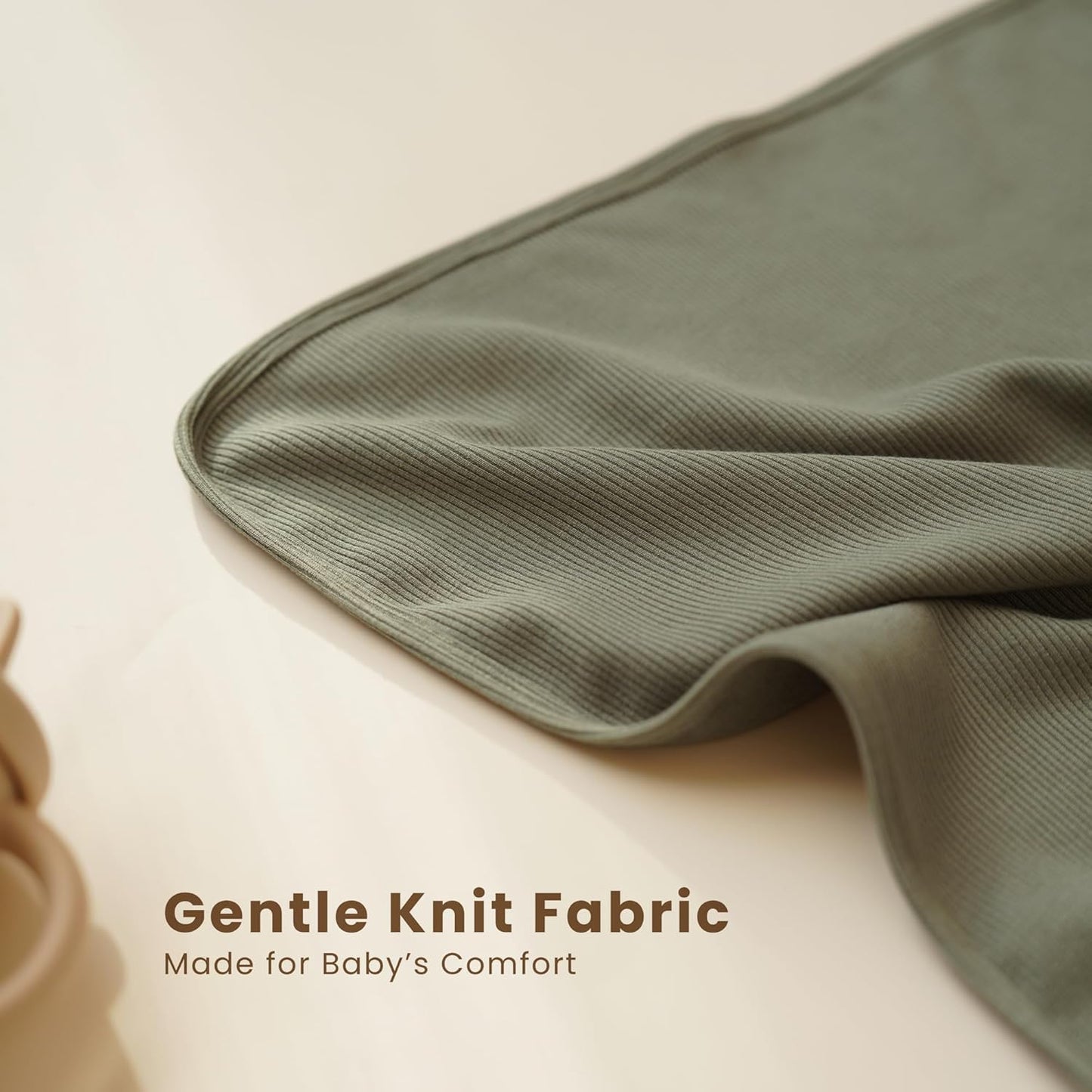 Konssy Knit Baby Blanket 2 Pack, Soft Ribbed Swaddle Receiving Blankets for Boys & Girls