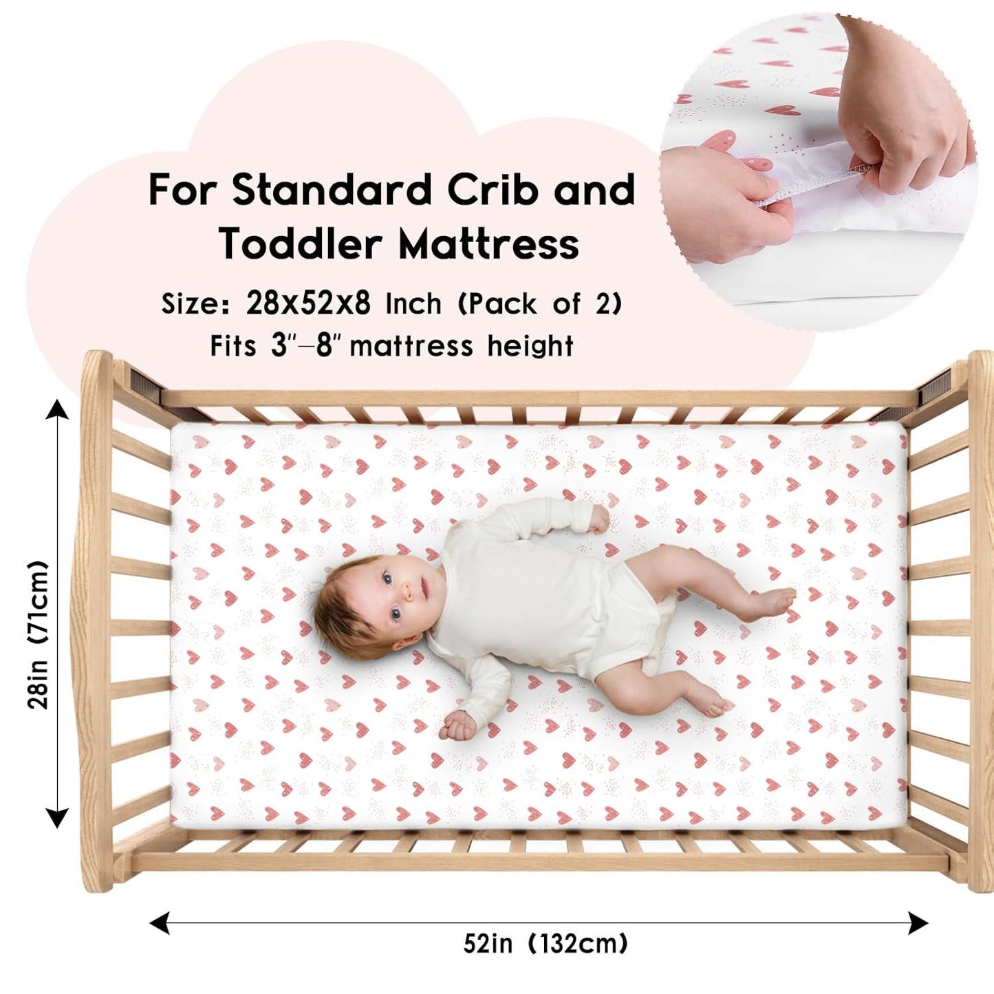 Yoofoss Baby Crib Sheets for Boys Girls, Fitted Crib Sheet 2 Pack for Standard Crib and Toddler