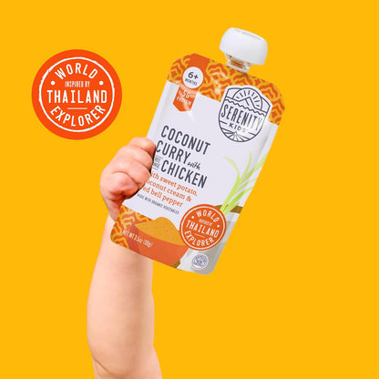 Serenity Kids 6+ Months World Explorers Coconut Curry Chicken Baby Food Pouch - BPA-Free Pouches