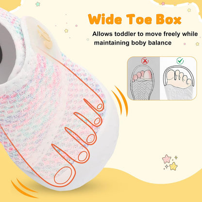 FEETCITY Baby First Walking Shoes Wide Baby Shoes Infant Sneakers Newborn Crib Shoe Barefoot Lightweight Slip On Shoe