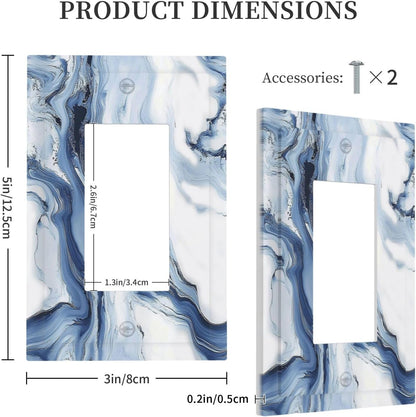 Decorative Outlet Covers White Marble Navy Blue Line Fluid 1 Gang Single Rocker Light Switch Cover Plate Wall Plates Gfci Faceplate For Bathroom Kitchen Decor