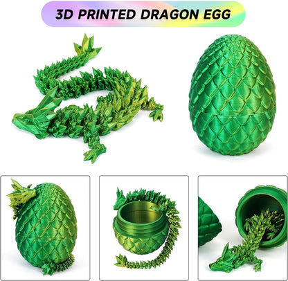 4PCS 3D Printed Dragon Eggs with Dragon Inside Articulated Crystal Dragon Mystery Dragon Egg Fidget Toy Surprise 3D Printed Animals Set (Multicolor1-4pcs)