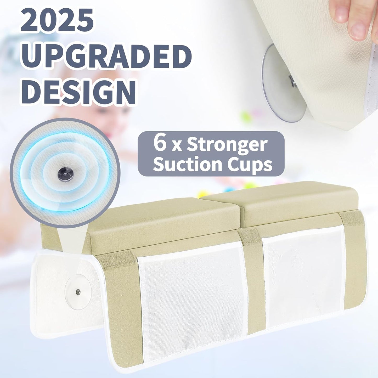 URMYWO Bath Kneeler and Elbow Rest Pad Set - 1.5" Thick Baby Bath Kneeler Pads with Toys Organizer