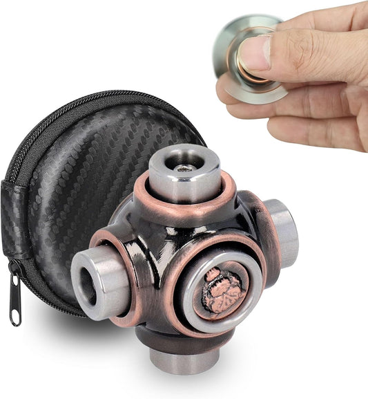Metal Fidget Spinner, Hand Spinner Fidget Toys with Three Separate Rotation Axis for Adults Men, Infinite Rotary Spinner EDC Desk Stress Relief ADHD Birthday…