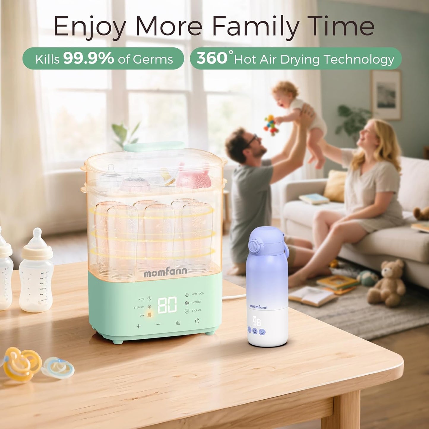 Bottle Sterilizer and Dryer, All-in-One Electric Steam Sterilizer Bottle Sanitizer for Baby