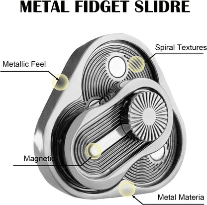 Metal Fidget Slider,Triangle Rotation Metal Fidget Toys, Clover Shape EDC Adult Toys ,Fidget Toys Adults for Stress and Anxiety Relief，ADHD Fidget Toys Adults Suitable for Office (Silver)