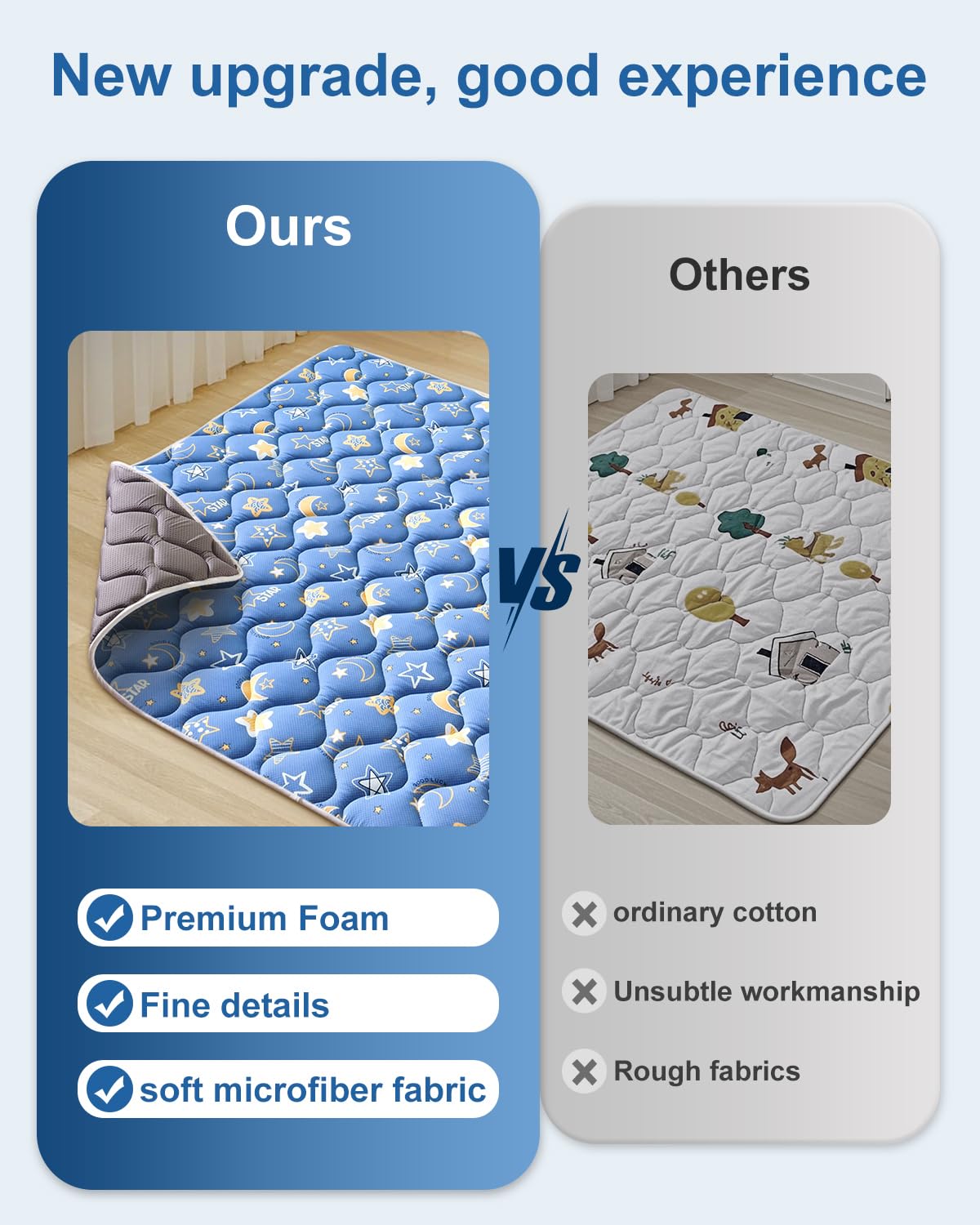 Odorless Premium Foam Baby Play Mat 59" x 59", Soft Microfiber Fabric Crawling Mat for Floor- Comfortable and Hypoallergenic, Non-Slip Cushioned Floor Playpen mat for Infants,Babies,Toddlers