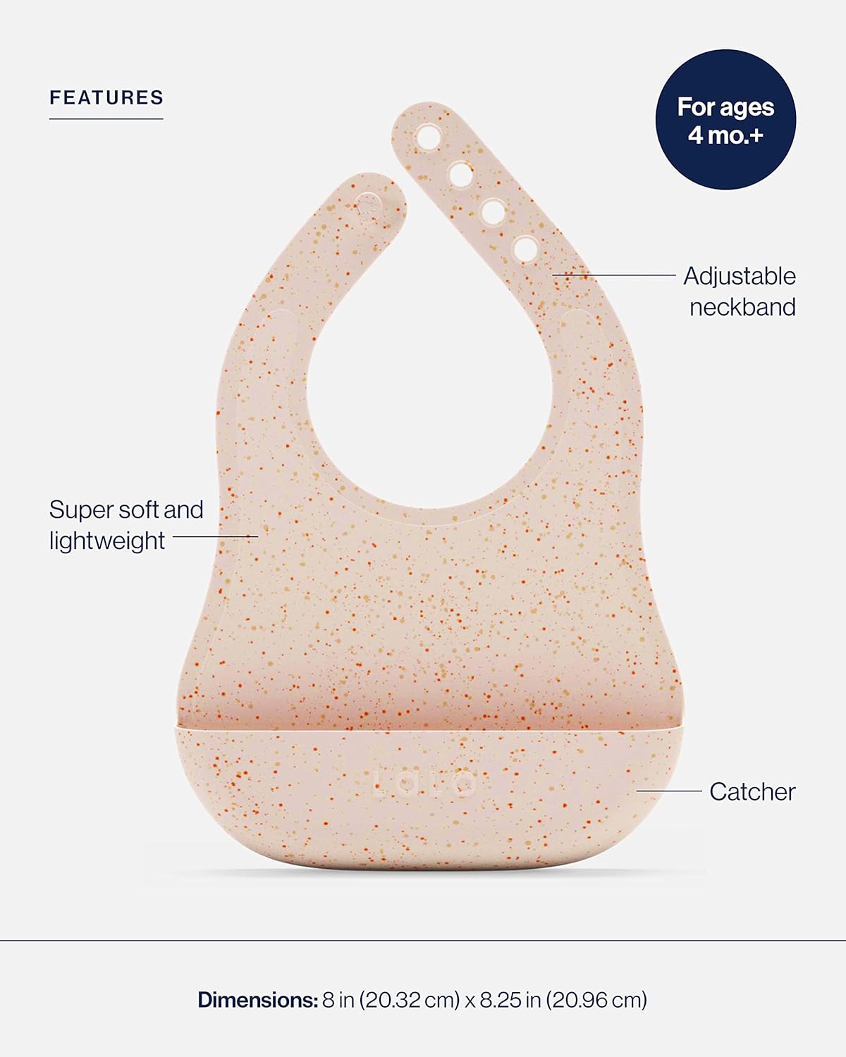 Lalo The Bib - Waterproof, Non-Toxic Silicone Baby Bib with Adjustable Neck Band & Silicone Food