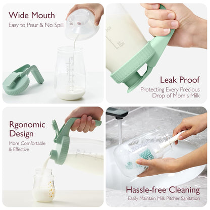Momcozy Breast Milk Pitcher, Resistant to Heat and Cold Abrupt Temp Swings, No Leak Glass Breast