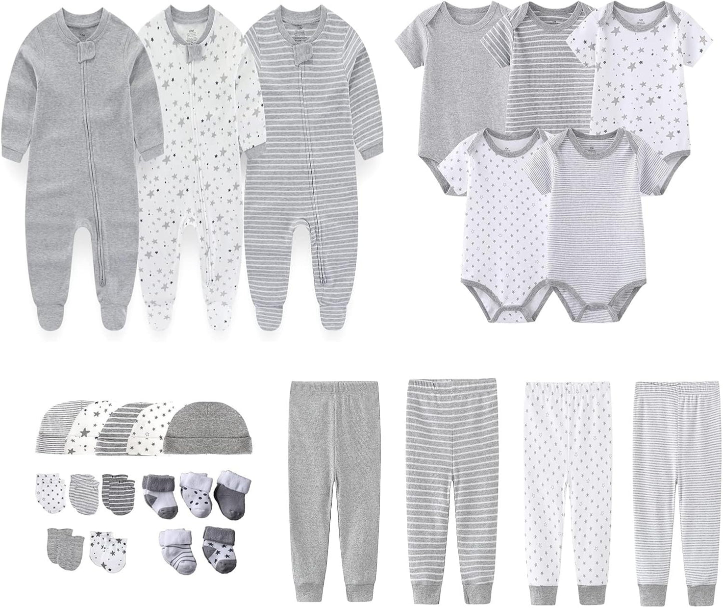 Newborn Layette Gift Set 27-Piece Baby Girl Clothes Bodysuits, Pants Essentials and Accessories 0-12Months