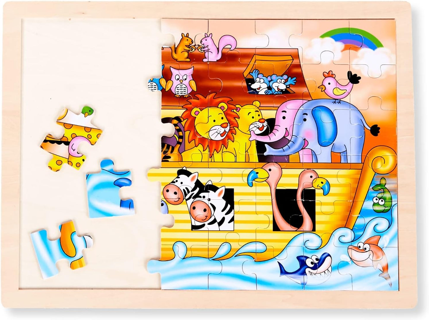 Noah Jigsaw Puzzles for Toddlers Age 3-5, 48pcs Preschool Educational Learning Toys Sets Gift for Baby Infants Boys and Girls (Noah's Ark…)