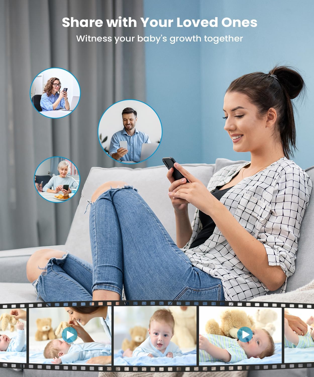 ieGeek 5.5" Baby Monitor,Audio Monitor with 2.5K Ultra HD 2.4G&5Ghz WiFi Camera,Night Light,Face Covering&Cry Detection,Two-Way Talk,Night Vision,Temp&Humidity Sensor,4000mAh Battery,App Control