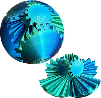 Gear Ball, Gear Sphere, 3D Printed Gear Ball Spin Ball or Cube Fidget Toy, Stress Ball, Fidget Ball, Gear Toy for Stress and Anxiety Relaxing (Color A)