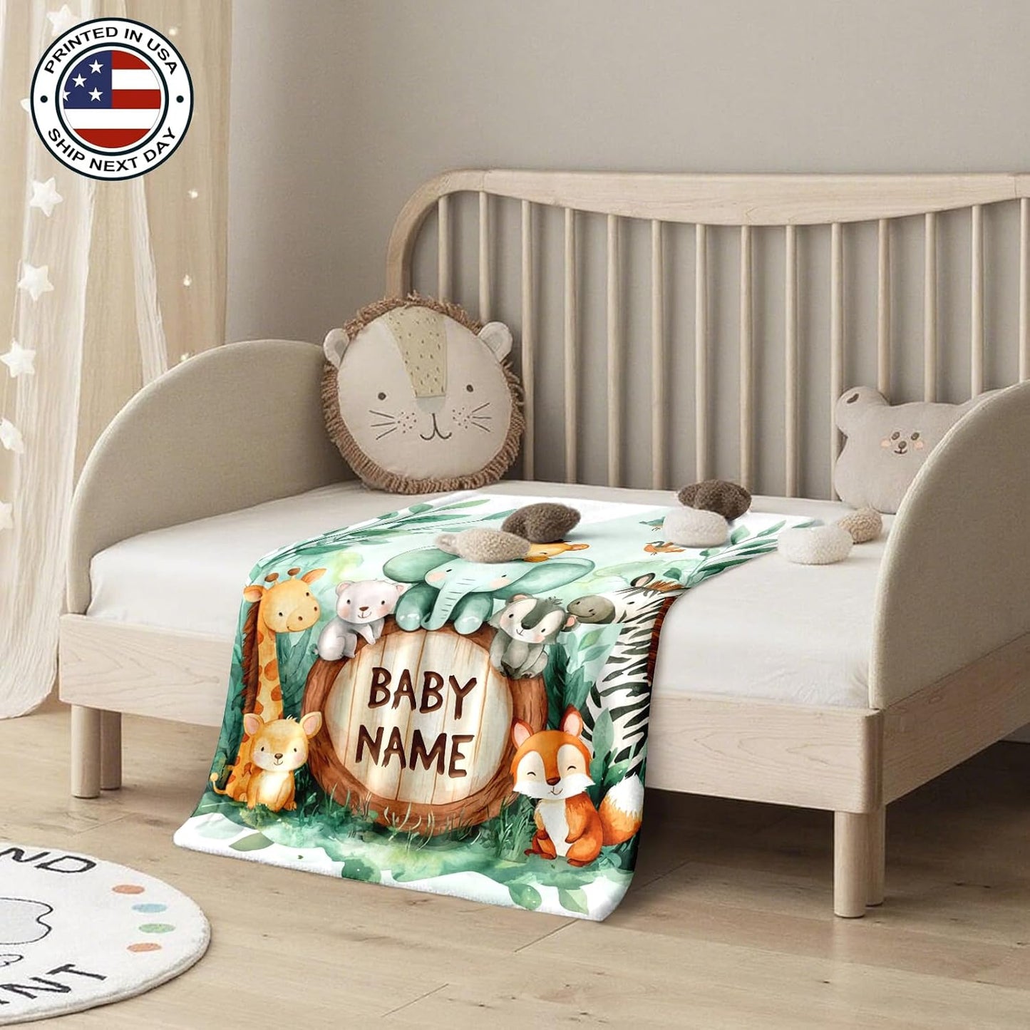 Ship Next Day, Personalized Baby Blanket – Printed in USA, Custom Baby Blanket for Boys & Girls