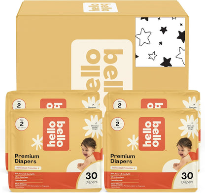 Hello Bello Diapers, Size 2 (10-16 lbs) Superstars - 120 Count Value Pack of Premium Disposable Baby Diapers, Hypoallergenic with Soft, Cloth-Like Feel