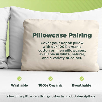 Bean Products Kapok 13" x 18" Toddler Pillow - Breathable, Eco-Friendly and Durable Organic Cotton Fabric Bed Pillow - Soft and Supportive Pillow for Sleeping, Made in The USA