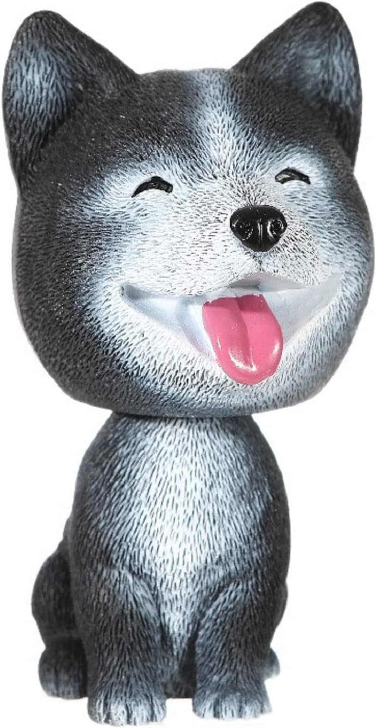 Resin Bobbing Head Dog Figurines Mini Bobblehead Puppy for Home Office Desk Car Dashboards Decor Ornaments (Husky)