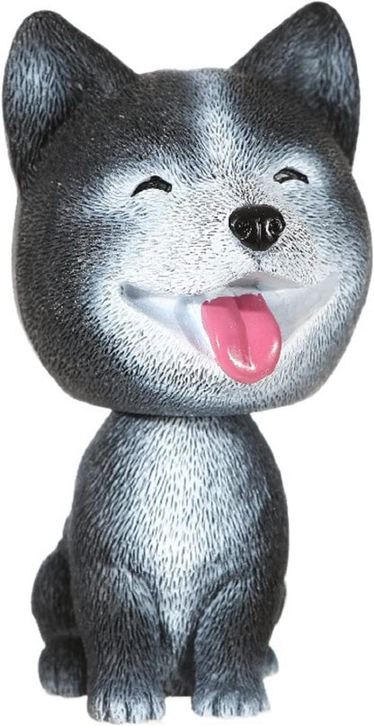 Resin Bobbing Head Dog Figurines Mini Bobblehead Puppy for Home Office Desk Car Dashboards Decor Ornaments (Husky)