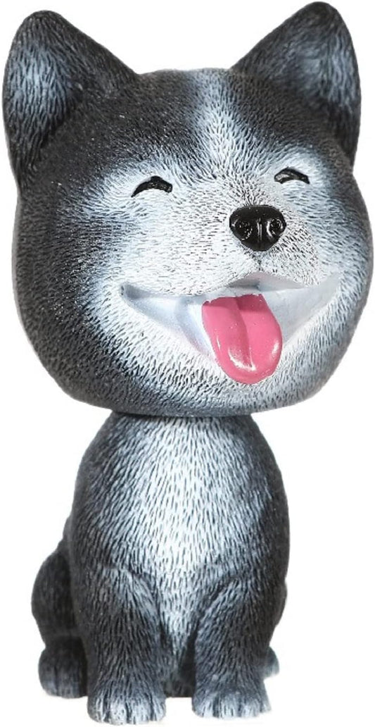 Resin Bobbing Head Dog Figurines Mini Bobblehead Puppy for Home Office Desk Car Dashboards Decor Ornaments (Husky)
