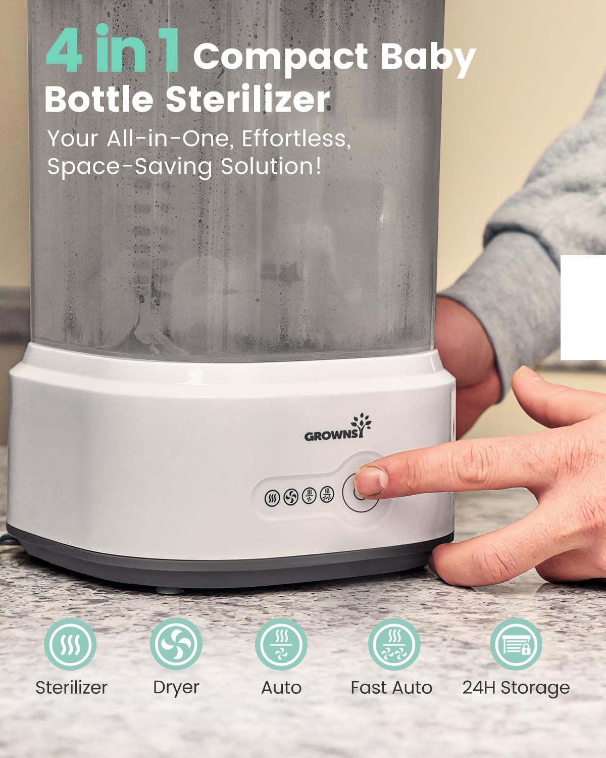 Bottle Sterilizer and Dryer, Compact Electric Steam Baby Bottle Sterilizer (Esterilizador de