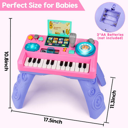 Baby DJ Table Musical Piano Toys for Toddlers Boys Girls with Music & Light