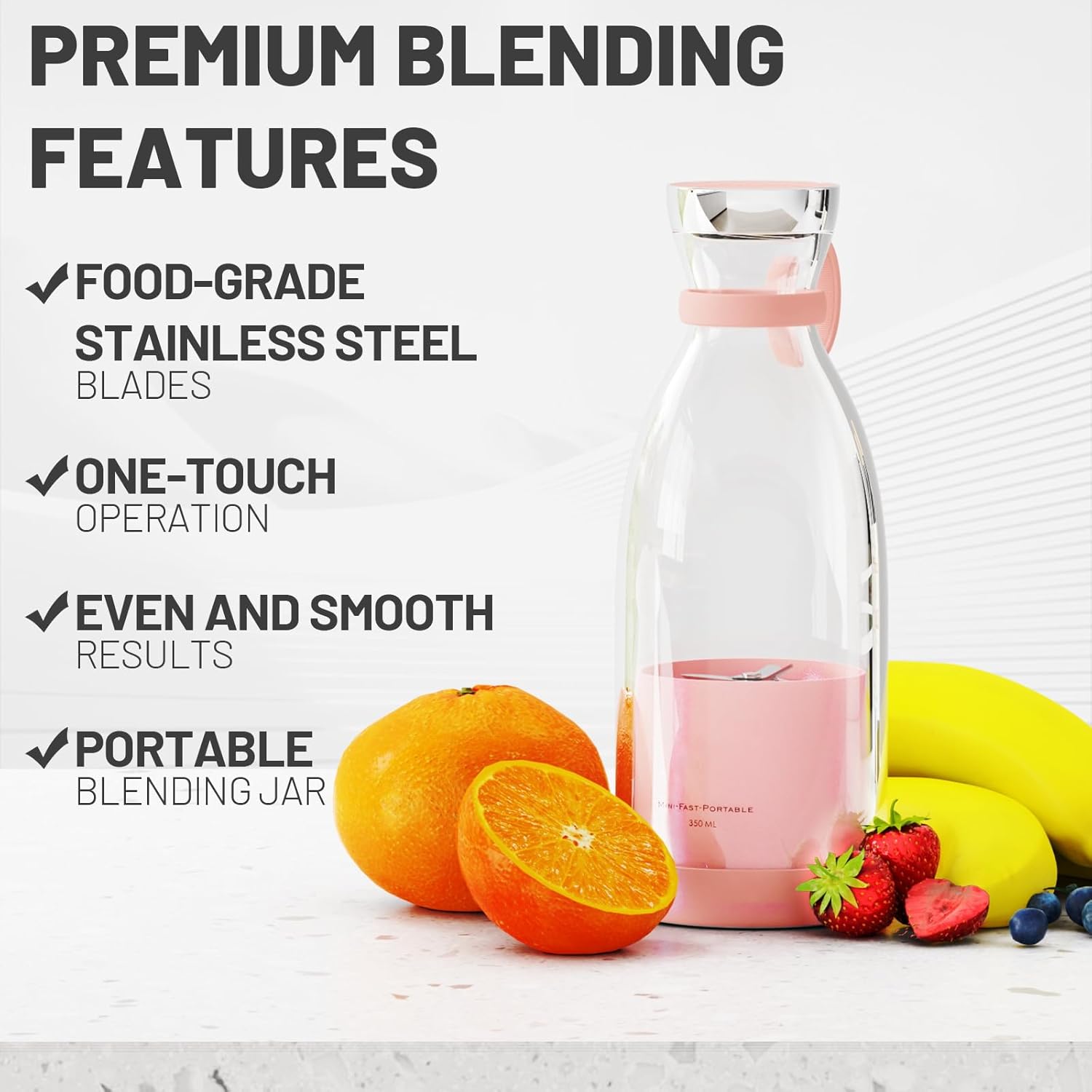 OTPEIR Portable Blender for Shakes and Smoothies with 11.83 Oz Travel Cup and Lid,Durable Stainless