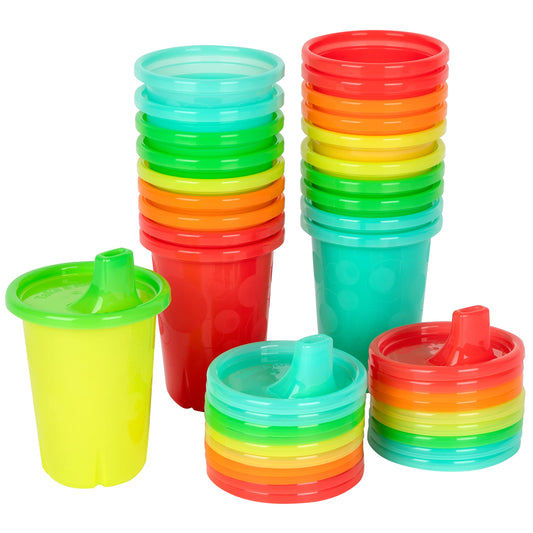 The First Years Take & Toss Spill Proof Sippy Cups - Rainbow Party Pack - Reusable Toddler Cups