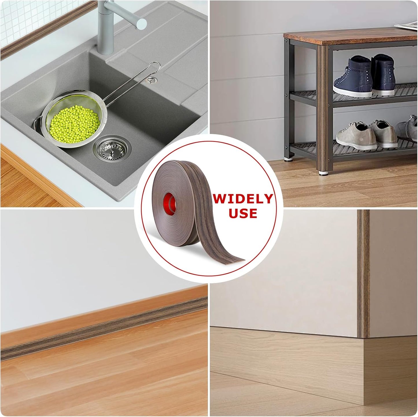 Flexible Wall Corner Protector Moulding Trim Peel and Stick Wall Corner Guards Edge Protector Self Adhesive Molding Trim Strip for Edge Ceiling (Smoked Brown Wood Grain, 1.6 in x 40 Ft)