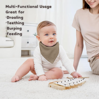 Susurration Muslin Baby Bibs 10Pack Baby Bandana Drool Bibs Soft Adjustable Newborn Bibs for Unisex Baby Girls & Boys (Multicolored)