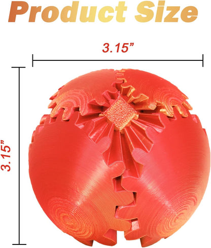 Gear Ball Fidget Toy - 3D Printed Stress Relief Spinner, Educational and Fun Gift for Kids & Adults, Durable & Eco-Friendly, Ideal for Birthday (Orang Red)