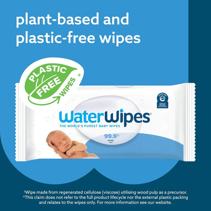 WaterWipes Sensitive+ Newborn & Baby Wipes, 3-In-1 Cleans, Cares, Protects, 99.9% Water, Unscented