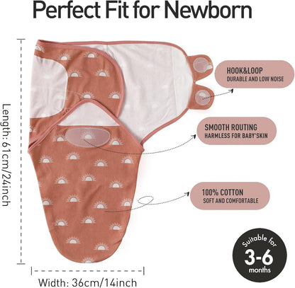 GLLQUEN BABY 3-Pack Baby Swaddle Sleep Sacks for Newborn - Baby Swaddles 3-6 Months, Infant Swaddling Sack, Rainbow & Sun, Newborn Swaddle Blanket Wrap(Medium/Large)