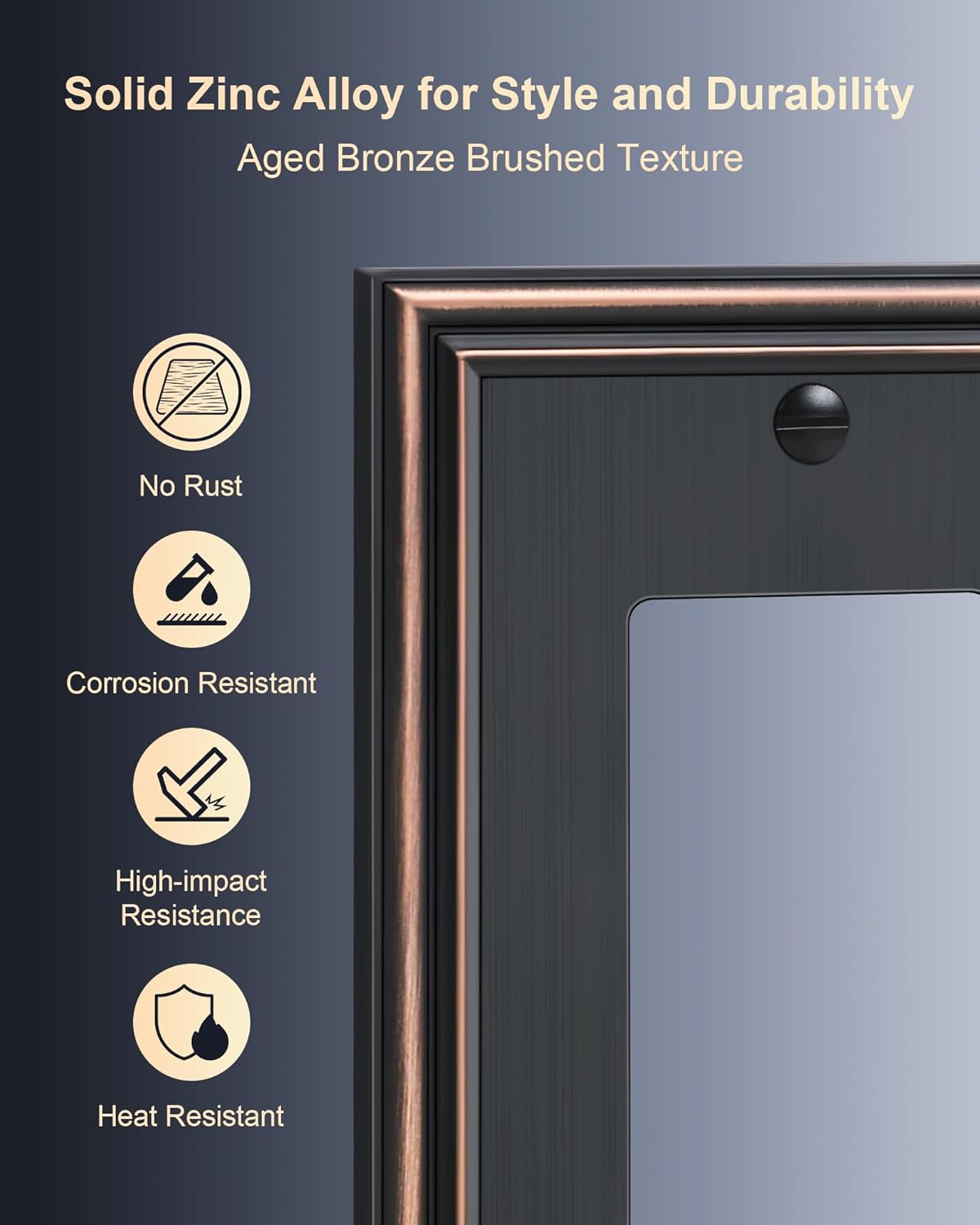 4-Pack Decorator Outlet Cover Plate, Aged Bronze Decorative Switch Plates and Outlet Covers