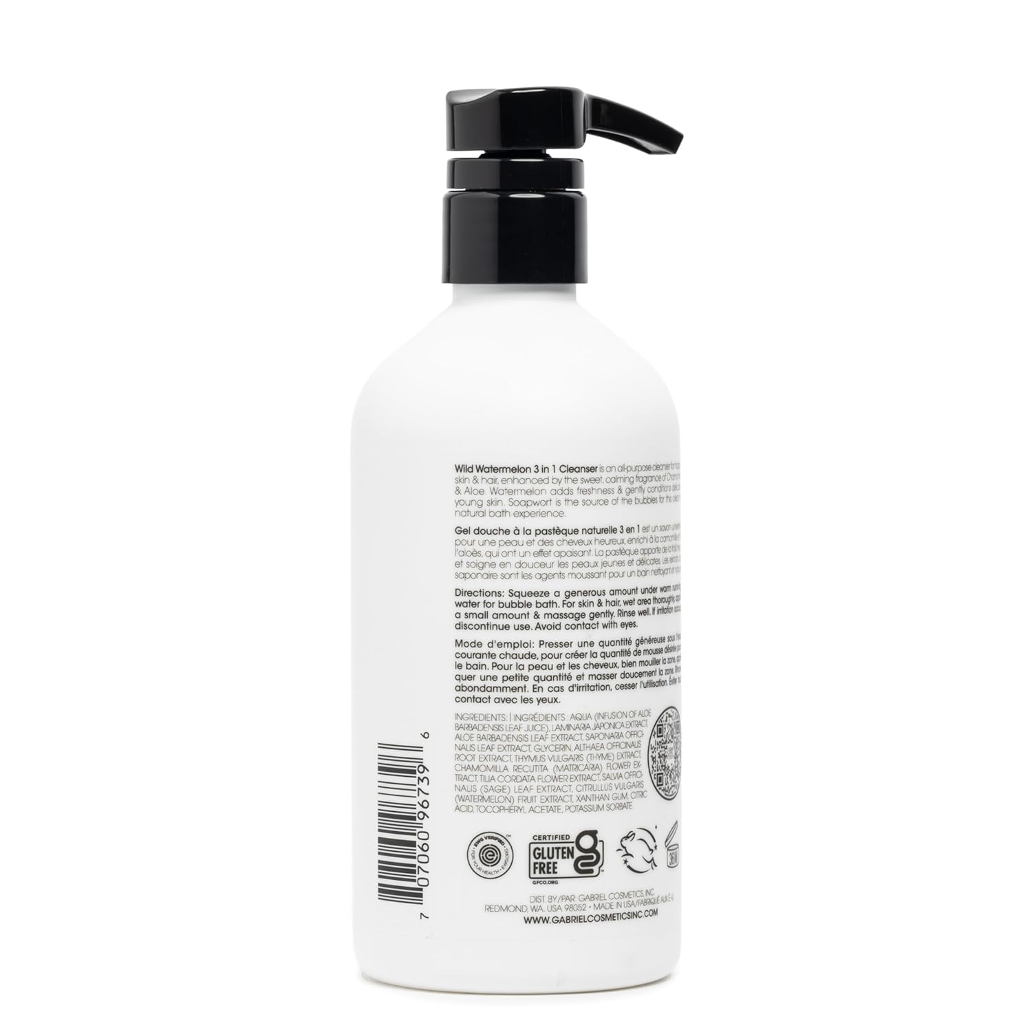Gabriel Cosmetics Clean Kids Naturally Wild Watermelon 3-in-1 Shampoo, Cleanser & Bubble Bath (16