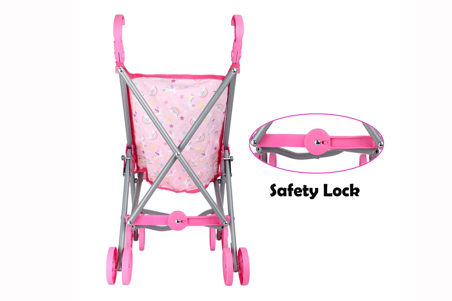 Dream Collection, Doll Stroller - Metal Fold Up and Down Umbrella Stroller for Realistic Pretend
