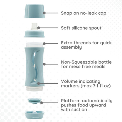 Subo Baby Food Bottle | No Mess Squeeze-Free Toddler Self Feeder | Feeding Bottle to Replace Resuable Pouches | (Duck Egg Blue)