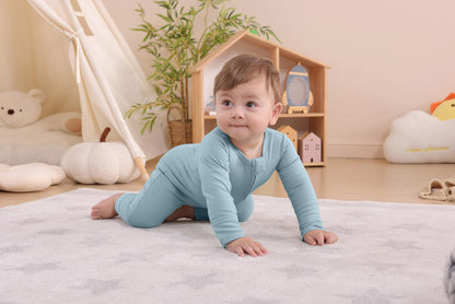 GUISBY Long Sleeve Cotton Pajamas Footless Baby Bodysuits with Zipper and Mittens 3-Pack for Boys Girls
