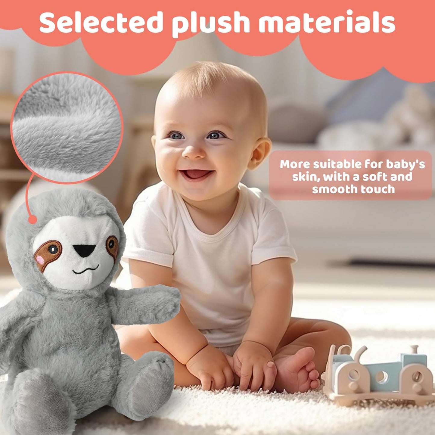 Breathing Stuffed Animal,Soothing Stuffed Animal for Anxiety Relief with Realistic Breathing Motion, Calming Music, Gentle Lights,Machine Washable,Ideal for Baby Adult and Relaxation (Sloth)