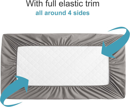 NTBAY 2 Pack Waterproof Crib Mattress Protector, Quilted 28"x52" Toddler Fitted Sheet - Machine