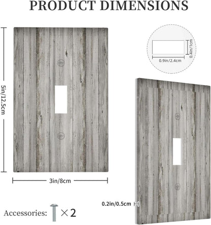 Decorative Light Switch Cover Farmhouse Rustic Grey Barn Door Wood 1 Gang Single Toggle Device Electrical Faceplate Switchplates Decorator Outlet Wall Plate for Bedroom Cabin Decor