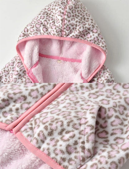 Toddler Printed Polar Fleece hooded Jacket Baby Boys Girls Kids Winter Warm Spring Autumn Outerwear Soft Lightweight