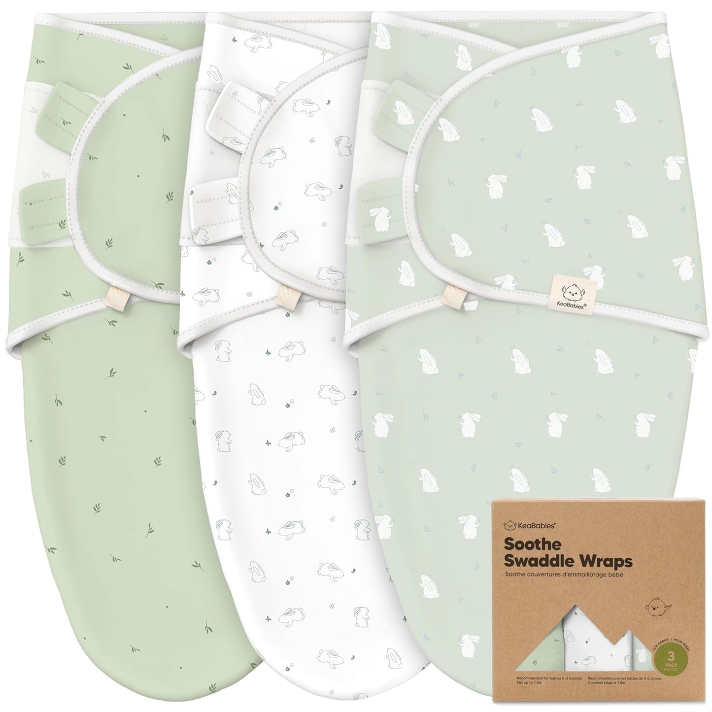 KeaBabies 3-Pack Organic Baby Swaddle Sleep Sacks - Swaddles for Newborns, Infant 0-3 Months, Baby