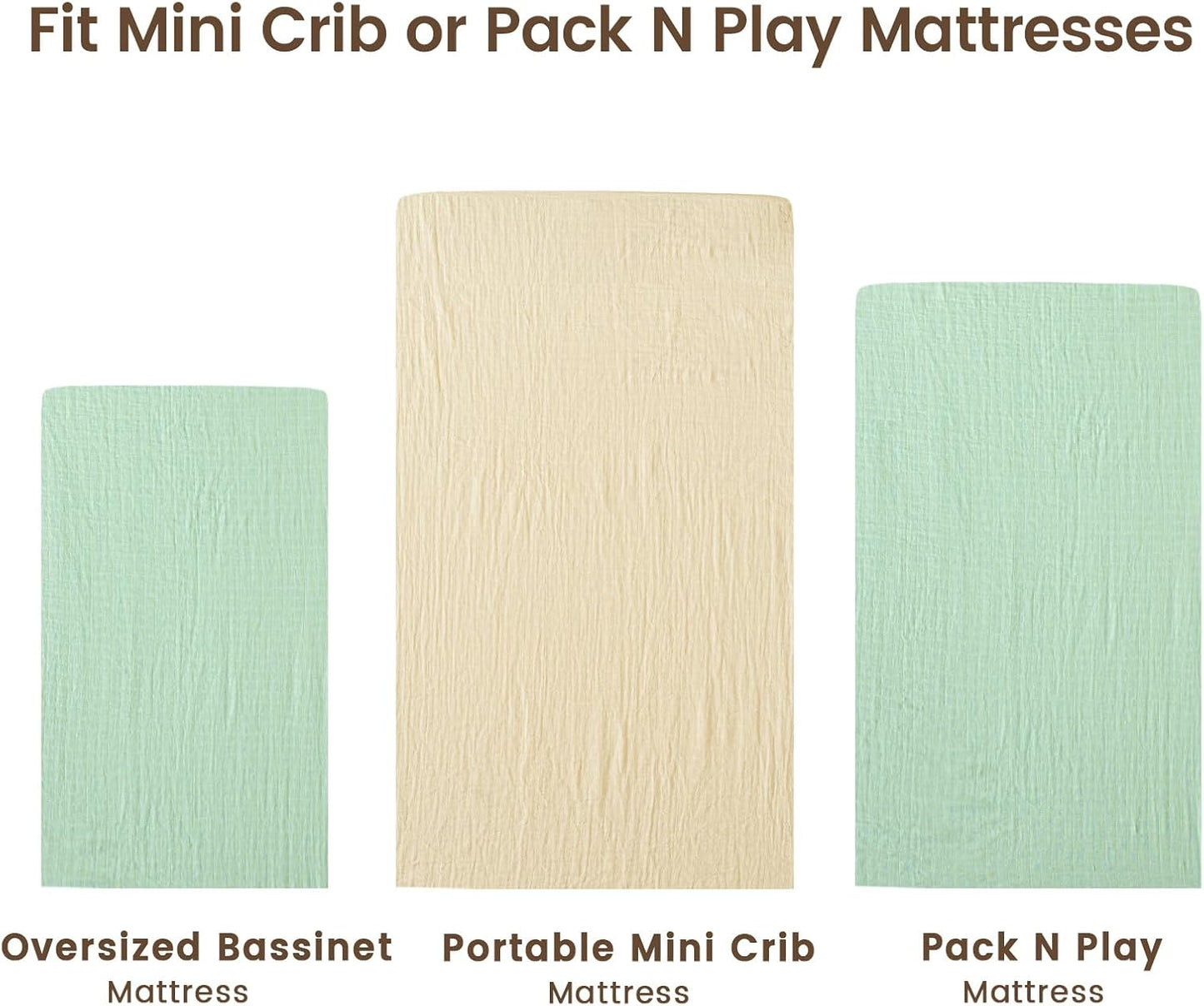 david's kids Muslin Mini Crib Sheets, 2 Pack Cotton Pack N Play Sheets for Boys Girls Neutral, Soft
