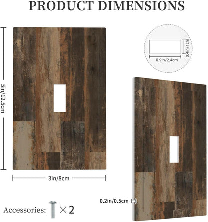 Rustic Brown Wood Grain Dark Oak Decorative Light Switch Cover 1 Gang Single Toggle Device Electrical Faceplate Switchplates Decorator Outlet Wall Plate for Farmhouse Home Decor