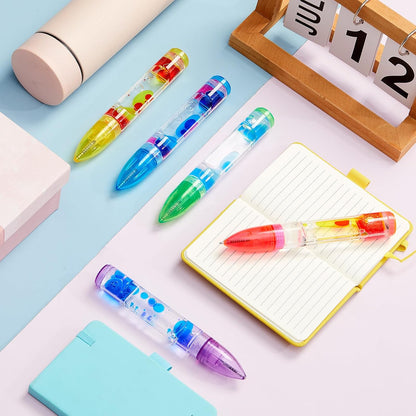 10 Pcs Liquid Motion Bubbler Pens Colorful Hourglass Bubbler Toy Liquid Pen Novelty Sensory Pen Fun Fidget Timer Pens for Adults Home Stress and Anxiety Relief School Classroom Gifts