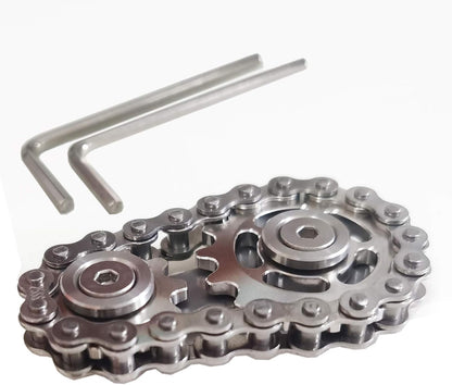 Sprocket Fidgets Chain Stainless Steel Fidget Cube Gears Linkage Bike Chain Novelty Fidget Block Kinetic Desk Toy Metal EDC Focus Meditation Break Bad Habits ADHD (Silver)
