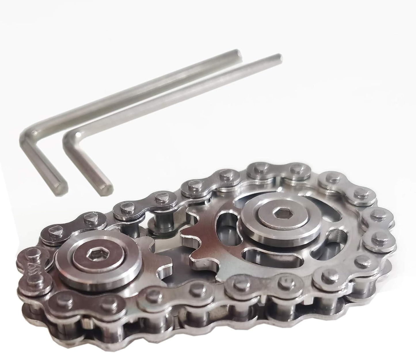 Stainless Steel Sprocket Fidgets Chain Fidget Cube Gears Linkage Bike Chain Novelty Fidget Block Kinetic Desk Toy Metal EDC Focus Meditation Break Bad Habits ADHD
