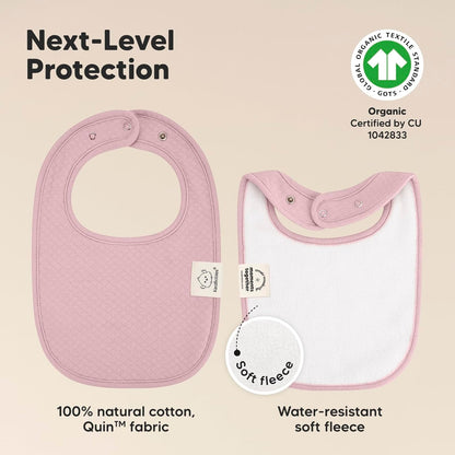 8-Pack Organic Baby Bibs for Girls, Boys - Quilted Cotton Cloth Baby Drool Bibs for Drooling and Teething Toddler, Newborn, Infant, Soft & Super Absorbent (Muted Pastel)