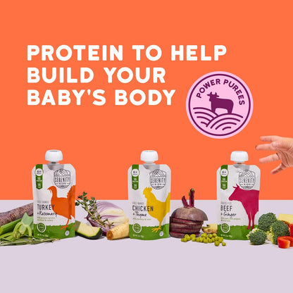 Serenity Kids 6+ Months Baby Food Pouches Puree - BPA-Free Meats & Herbs - Organic Baby Food Puree